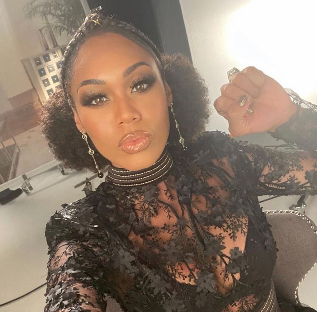 Monique Samuels’ Black Lace Confessional Dress