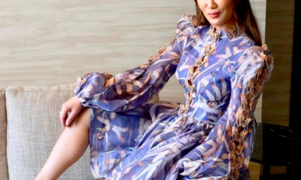 Tiffany Moon’s Purple Butterfly Print Dress