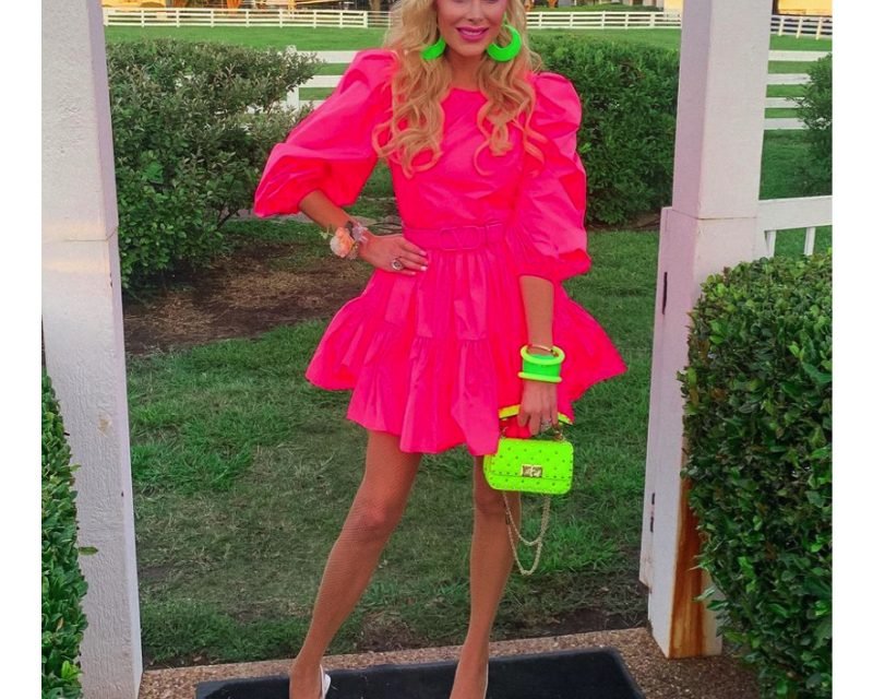 Kameron Westcott’s Pink Puff Sleeve Ruffle Dress