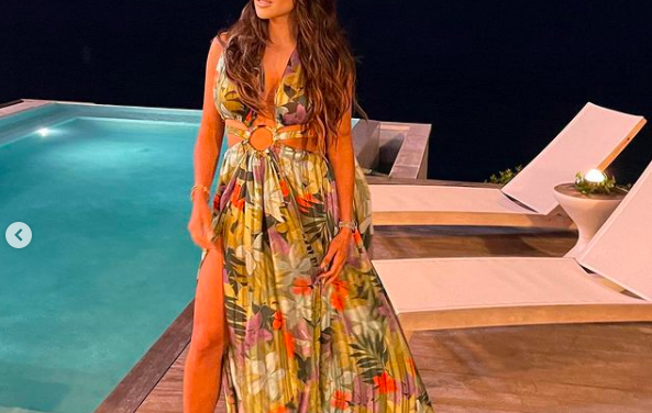 Melissa Gorga’s Green Floral Ring Maxi Dress