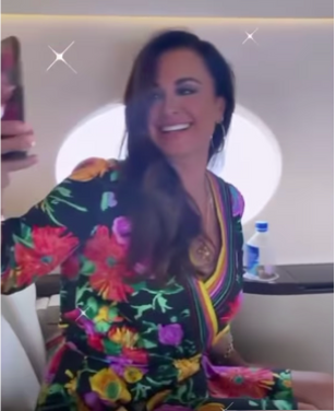 Kyle Richards’ Black Floral Wrap Dress