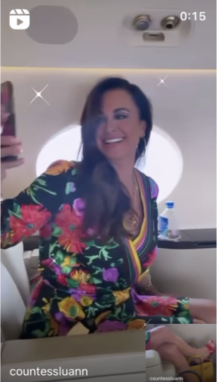 Kyle Richards’ Black Floral Wrap Dress