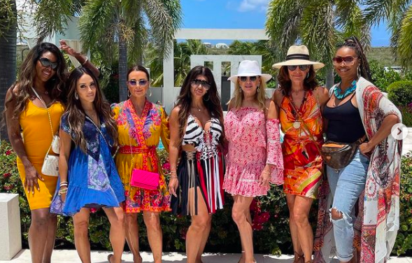 Melissa Gorga’s Blue Scarf Print Dress