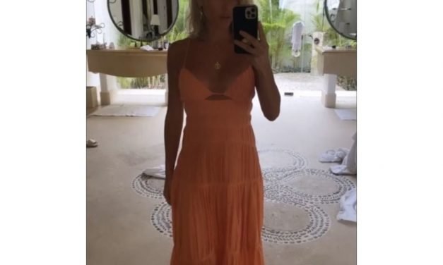 Kristin Cavallari’s Orange Cut Out Maxi Dress