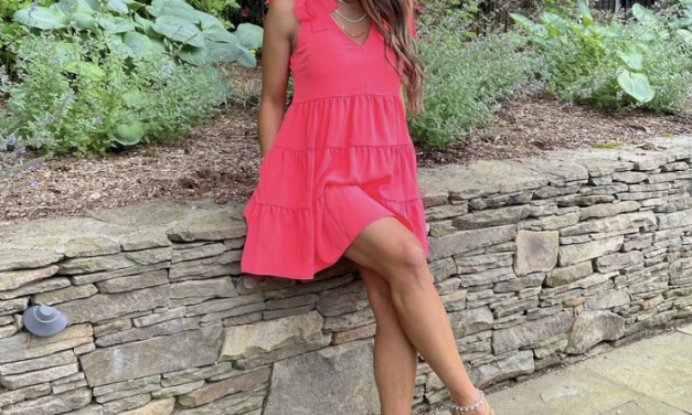 Melissa Gorga’s Coral Tie Shoulder Dress