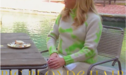 Sutton Stracke’s Green and White Tie Dye Sweater
