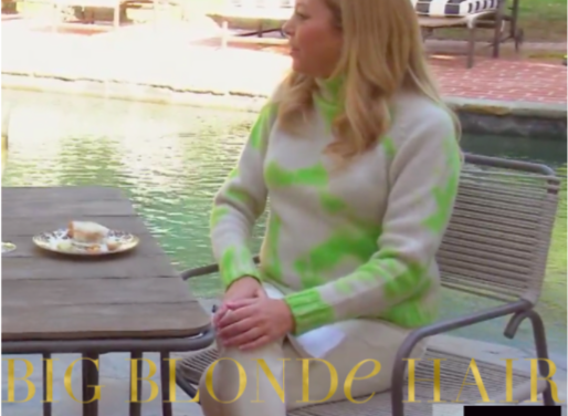 Sutton Stracke’s Green and White Tie Dye Sweater