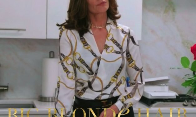 Luann de Lesseps’ White Belt Print Bodysuit
