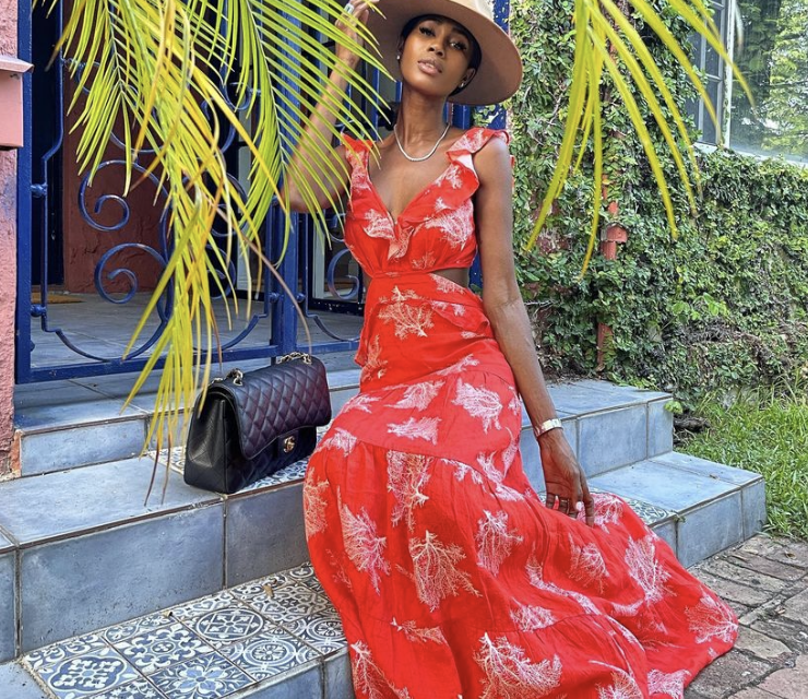 Kiki Barth’s Coral Printed Maxi Dress