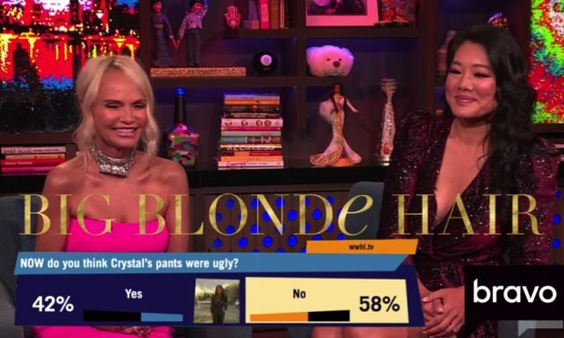 Crystal Kung Minkoff’s Burgundy Metallic Velvet Dress on WWHL