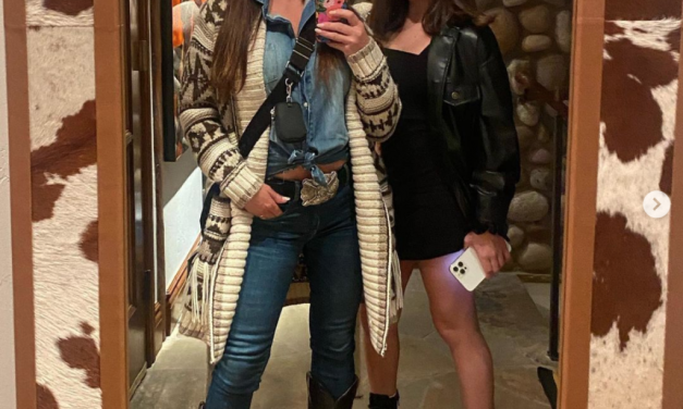 Kyle Richards’ Brown and Beige Printed Fringe Cardigan