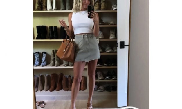 Kristin Cavallari’s Green Denim Mini Skirt