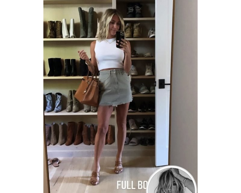 Kristin Cavallari’s Green Denim Mini Skirt