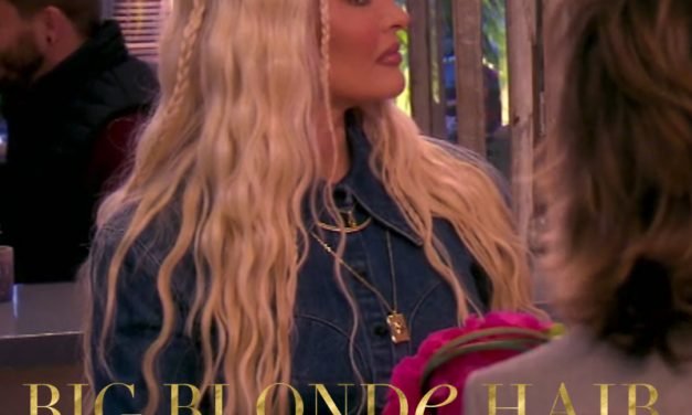 Erika Jayne’s Blue Denim Bustier Shirt