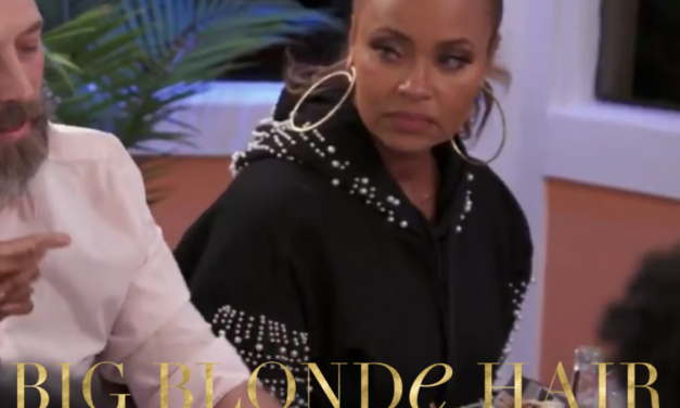 Gizelle Bryant’s Black Pearl Embellished Sweatshirt Dress