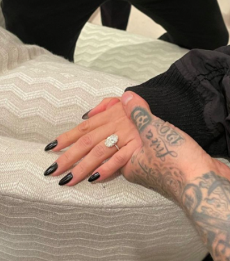 Kourtney Kardashian Chose These Inky Black Nails for Her Engagement to Travis Barker