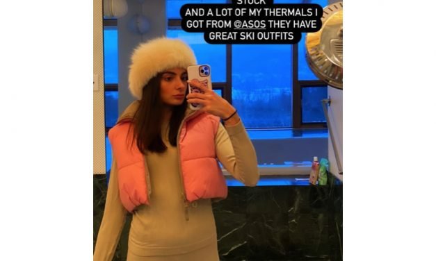 Paige DeSorbo’s Beige and Pink Puffer Vest