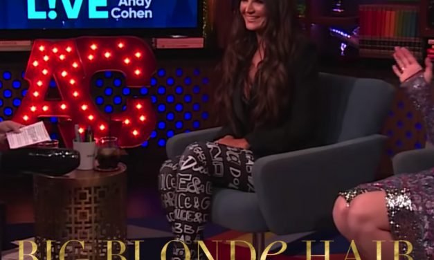Lisa Barlow’s Black Blazer and Graffiti Print Leggings on WWHL