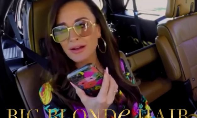 Kyle Richards’ Gold and Brown Square Sunglasses