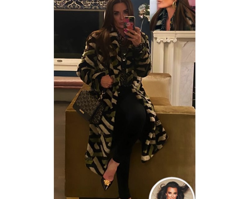 Kyle Richards’ Black and Green Fur Coat