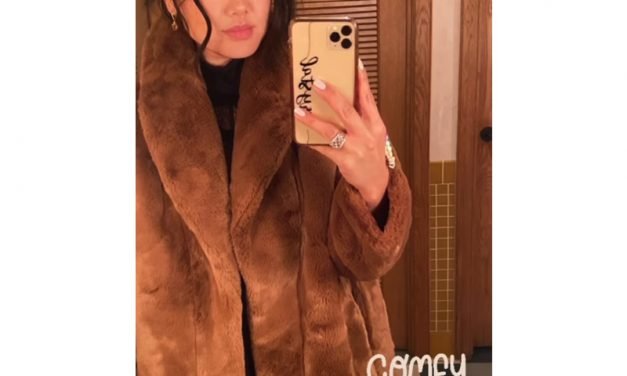 Crystal Kung Minkoff’s Camel Faux Fur Coat