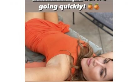 Gina Kirschenheiter’s Orange Ruched Dress