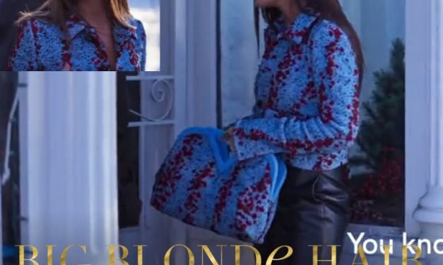 Lisa Barlow’s Blue and Red Printed Jacket and Bag