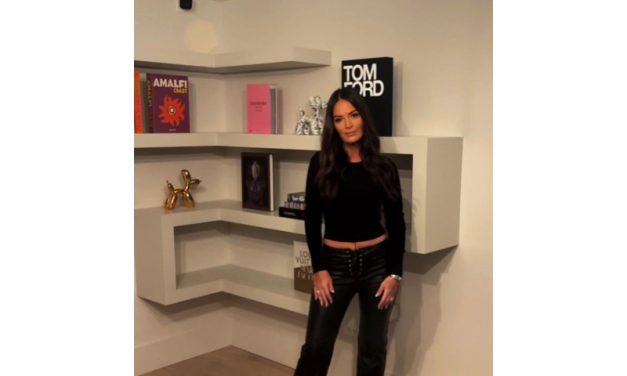 Lisa Barlow’s Black Lace Up Leather Pants