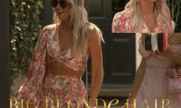 Olivia Flowers’ Pink Aviator Sunglasses and Floral Pleated Outfit