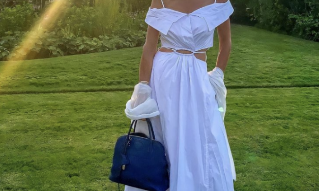 Bethenny Frankel’s White Off the Shoulder Shirt Dress