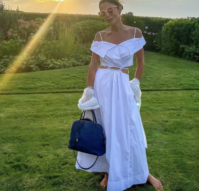 Bethenny Frankel’s White Off the Shoulder Shirt Dress