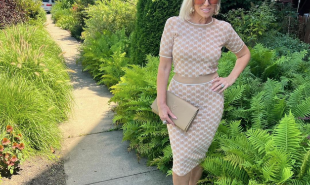 Margaret Josephs’ Nude Knit Top and Skirt