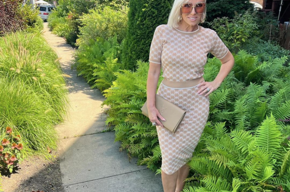 Margaret Josephs’ Nude Knit Top and Skirt