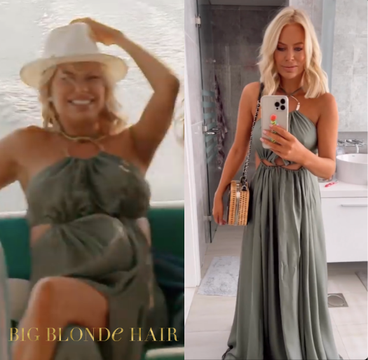 Caroline Stanbury’s Sage Green Ring Maxi Dress