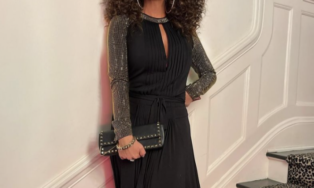 Kyle Richards’ Black Studded Sleeve Gown