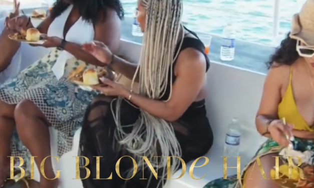 Drew Sidora’s Black and White Mesh Cutout Dress