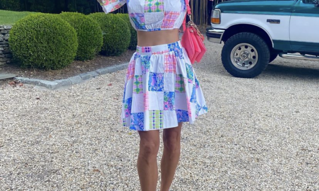 Bethenny Frankel’s Patchwork Print Crop Top and Skirt