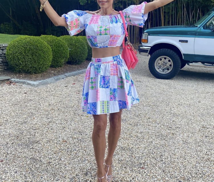 Bethenny Frankel’s Patchwork Print Crop Top and Skirt