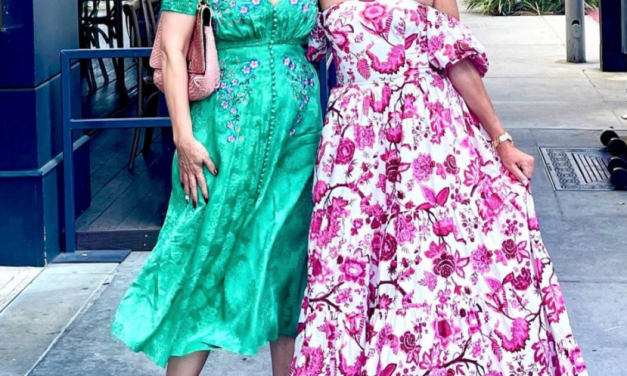 Sutton Stracke’s Floral Off The Shoulder Maxi Dress