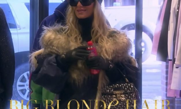 Dorit Kemsley’s Navy Fur Trim Coat