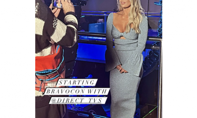 Madison LeCroy’s Blue Bell Sleeve Dress