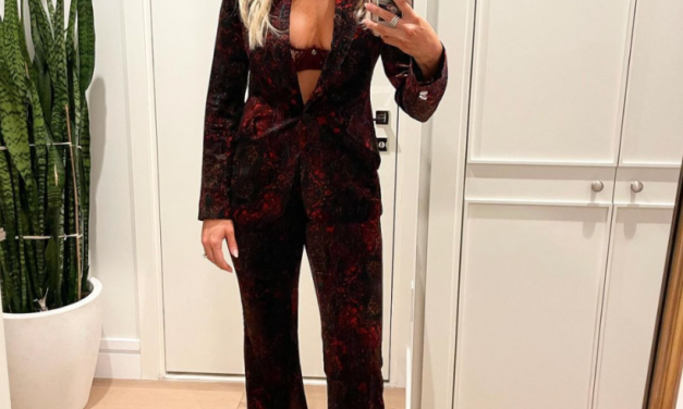 Lindsay Hubbard’s Printed Velvet Suit
