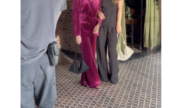 Paige DeSorbo’s Burgundy Velvet Pant Suit