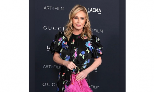 Kathy Hilton’s Black Floral Puff Sleeve Dress