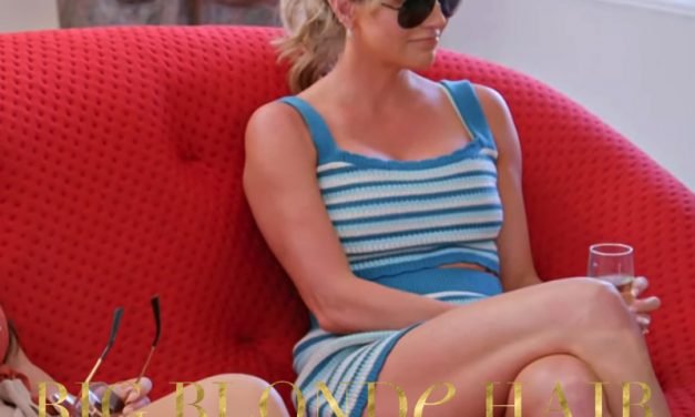 Whitney Rose’s Blue Crochet Striped Set