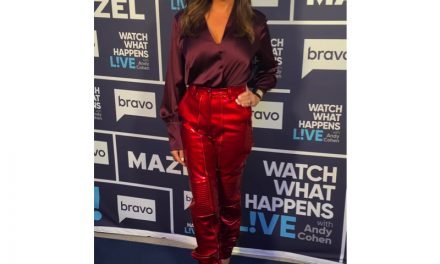 Meredith Marks’ Red Patent Pants on WWHL