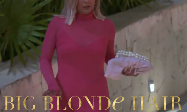 Robyn Dixon’s Pink Sheer Turtleneck Dress