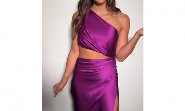 Melissa Gorga’s Purple Satin Cutout Dress