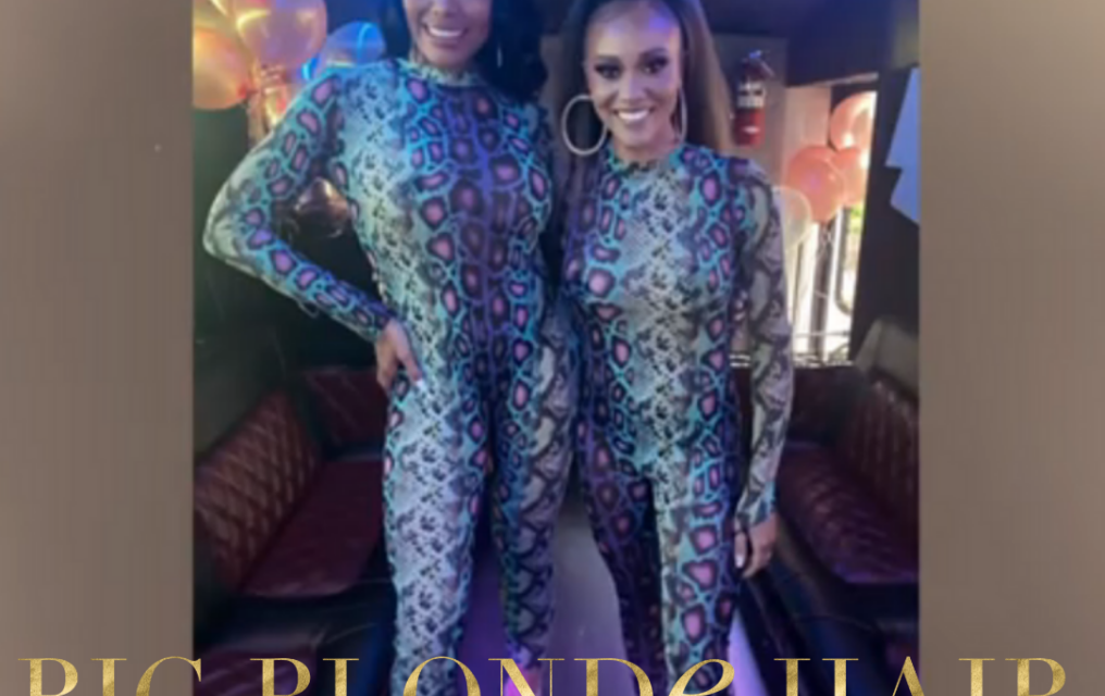 Ashley Darby and Mia Thornton’s Snake Print Catsuit