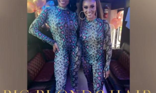 Ashley Darby and Mia Thornton’s Snake Print Catsuit